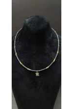 Kaplumbağa Figür Detaylı Boncuklu Kadın Kolye - Gri