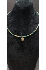 Kaplumbağa Figür Detaylı Boncuklu Kadın Kolye