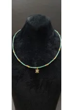 Kaplumbağa Figür Detaylı Boncuklu Kadın Kolye