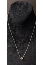 Renkli Çiçek Figürlü Minimal Kadın Kolye Zincir