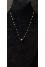 Renkli Çiçek Figürlü Minimal Kadın Kolye Zincir