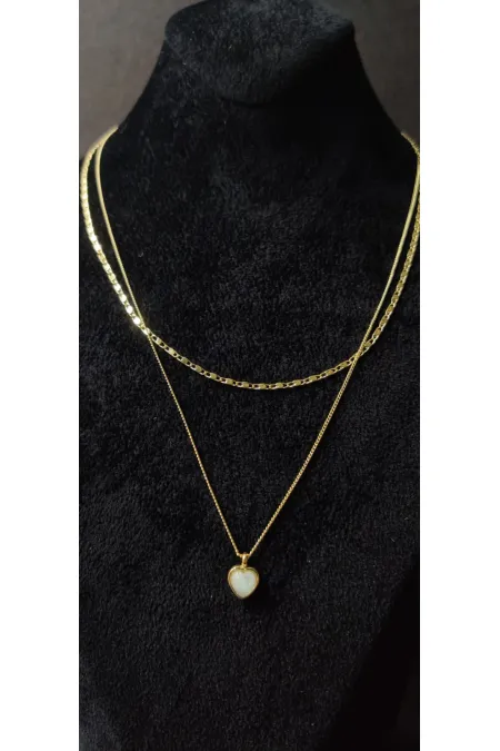 Collier minimaliste double couche en forme de cœur