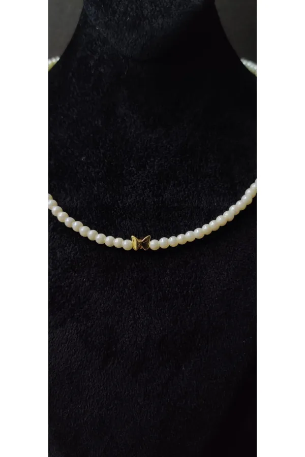 Pearl-studded Heart Detail Choker Necklace