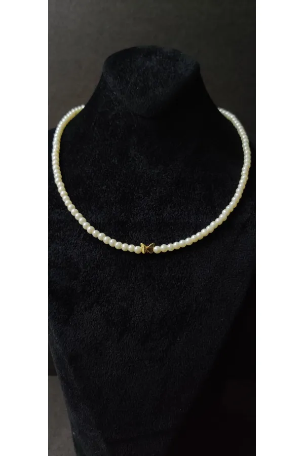 Pearl-studded Heart Detail Choker Necklace
