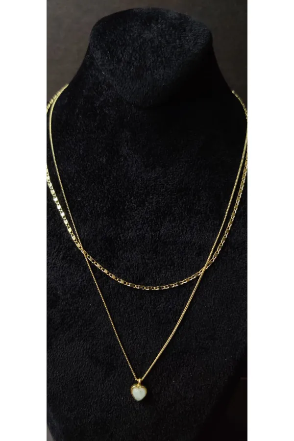 Kalp Figürlü Çift Katmanlı Minimal Kolye