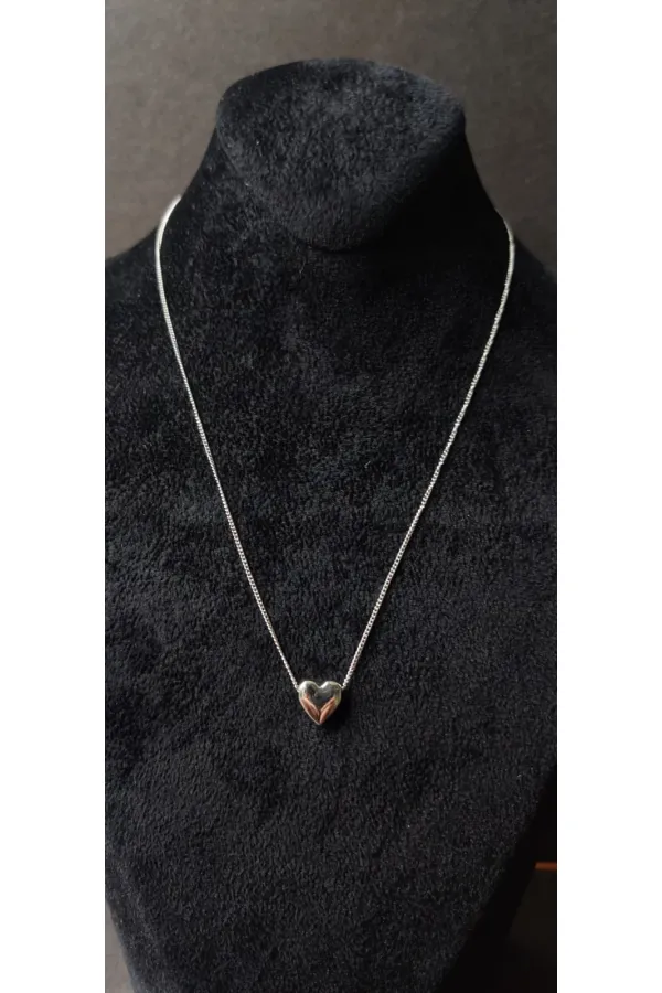 Kalp Figürlü Minimal Gümüş Ton Kolye