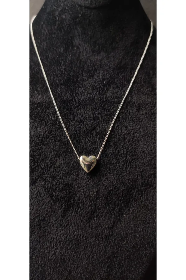 Kalp Figürlü Minimal Gümüş Ton Kolye