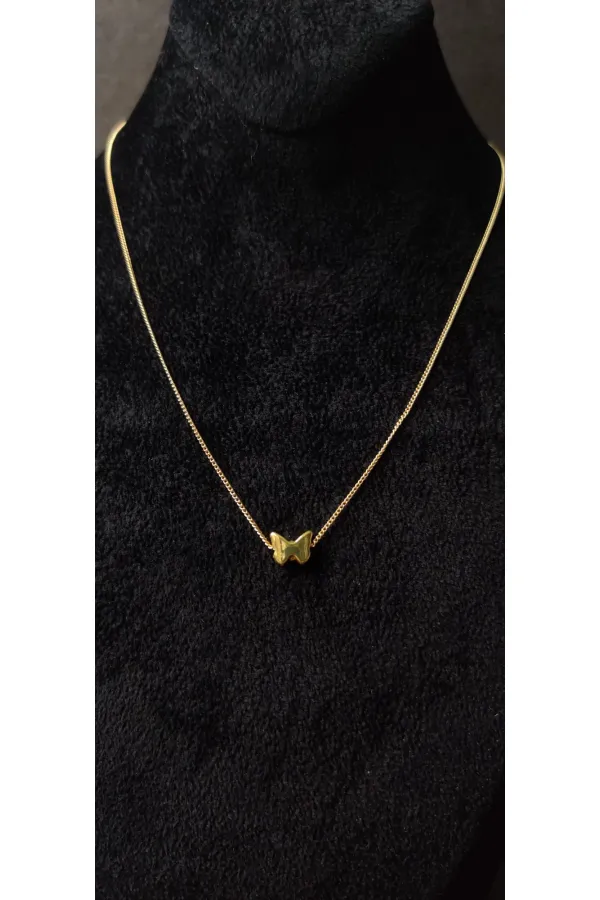 Minimalist Gold-Look Necklace with Butterfly Design
