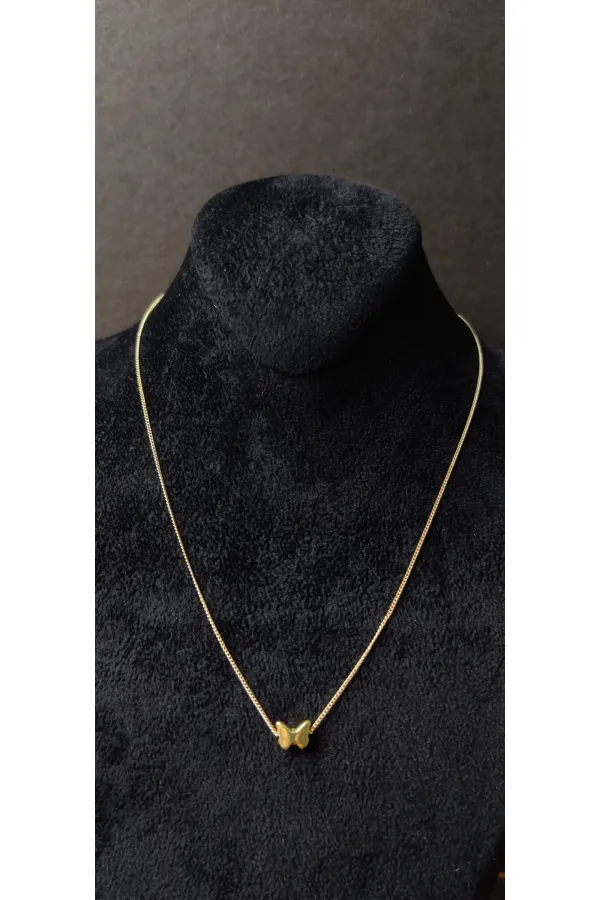Minimalist Gold-Look Necklace with Butterfly Design