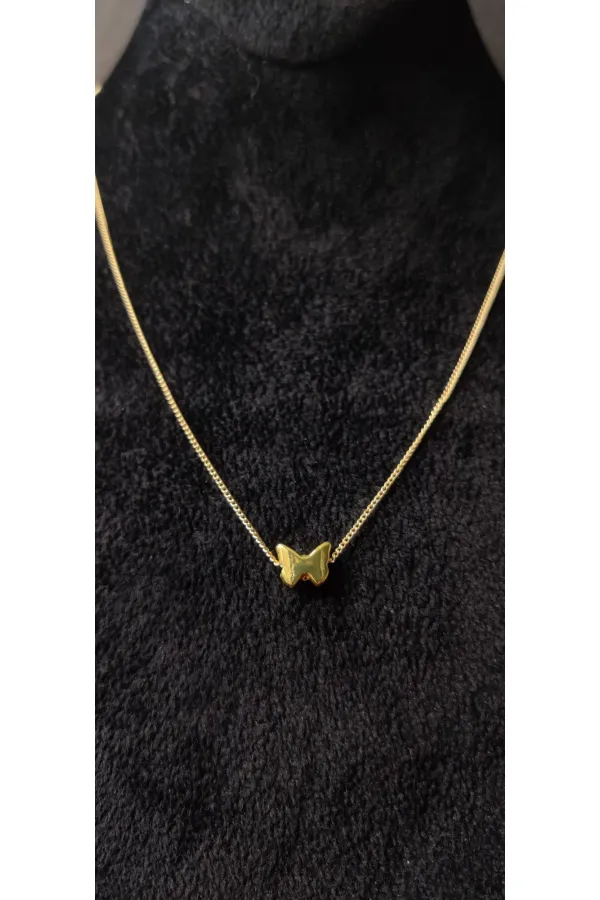 Minimalist Gold-Look Necklace with Butterfly Design