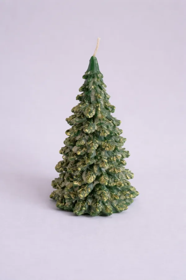 Ensemble de bougies décoratives en forme de sapin vert