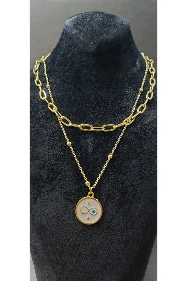 Çift Zincirli Sonsuzluk Figürlü Kadın Kolye