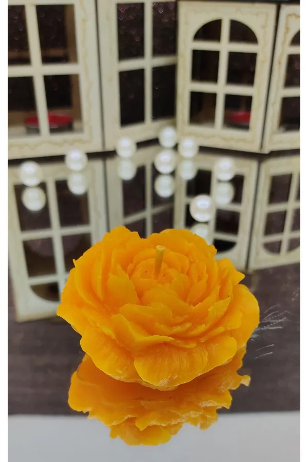 Bougie décorative parfumée à l'ambre en forme de pivoine