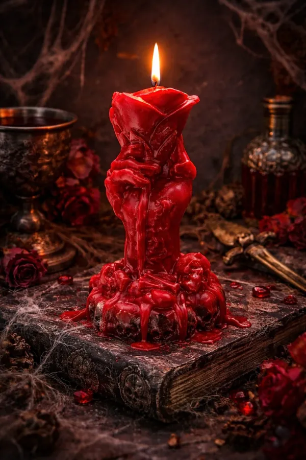 Bougie décorative parfumée Unique Orient Mix Rose rouge tenant une main