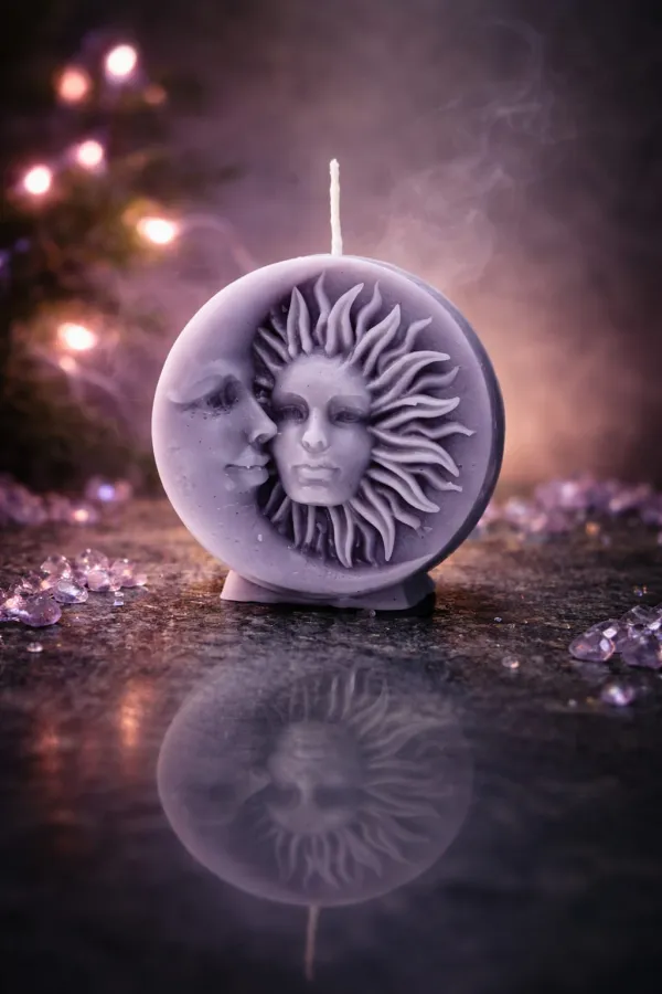 Bougie décorative Lune Grise Déesse Soleil Amour et Chance