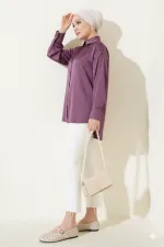 Chemise hijab lilas satinée pour femme HZL25W-BD139641