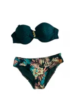 Ensemble bikini doublé et brodé de pierres vert émeraude pour femme HZL25S-LC4005
