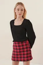 0442 Uzun Kollu Bluz - Siyah