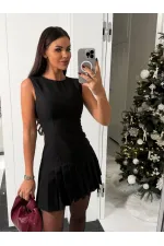 Kadın Siyah İthal Dooble Kumaş Kolsuz Elbise HZL25W-FRY122651