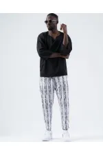 Pantalon de survêtement pour homme, coupe droite, avec cordon de serrage et poches, blanc et noir, HZL24S-MXC8948-218