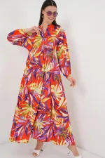 Robe hijab à motifs authentiques 2423 - B.Lila