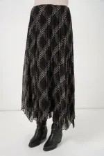 Jupe asymétrique en mousseline pour femme 8056 - Noire