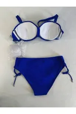 Women's Saxe Blue Stone Embroidered Lined Bikini Set HZL25S-LC3361