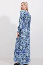 Robe hijab tricotée 1525 - Bleu marine foncé