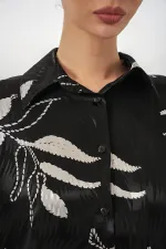 Women's Long Jacquard Two-Piece Set 30089 - Black