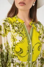 Robe longue hijab à motifs pour femme 2585 - Vert foncé