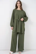 Women's Long Tunic and Pants Two-Piece Set 6719 - Khaki