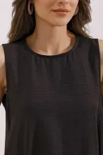 Robe courte en lin noir 2444