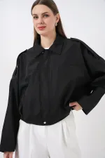 Kadın Oversize Kısa Ceket 0732 - Siyah