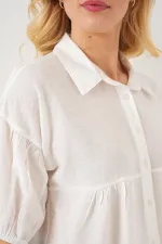 Women's Short Sleeve Crop Shirt 20335 - White