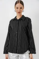 Women's Foil Patterned Shirt 20253 - A.Black