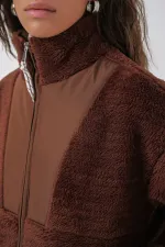 5194 Women's Plush Coat Jacket - Brown