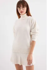 Ensemble deux pièces en tricot avec jupe et pull écru pour femme HZL25W-BD1102641
