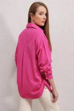 Kadın Fuşya  Yandan Yırtmaçlı  Ip Büzgülü  Gömlek HZL23W-BD1201321