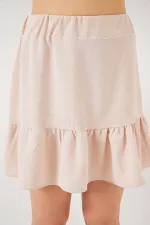 Kadın Ayrobin Mini Etek 8054 - Krem