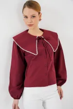 Kadın Bebe Yaka Gömlek 20314 - Bordo