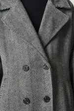 Manteau ample doublé en laine grise pour femme, fermeture boutonnée, double poche, HZL24W-BD191131