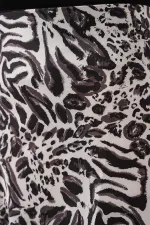 Kadın Açık Bej Zebra Desenli Saten Yüzeyli Beli Lastikli Midi Boy Etek Hzl23S-BD1101471