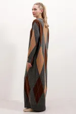 Robe longue tricotée 15861 - Grise