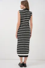 Kadın Uzun Triko Süveter 15961 - D. Siyah