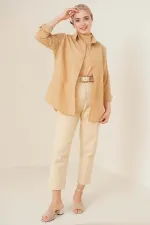 103901 Oversize Basic Hijab Shirt - Beige