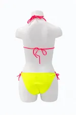 Ensemble bikini triangle à motif chaton jaune fluo pour filles (4-14 ans) HZL26S-LC2886