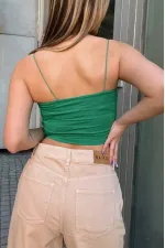 Kadın Petrol Yeşili İp Askılı Örme Büstiyer HZL24S-ZK12001