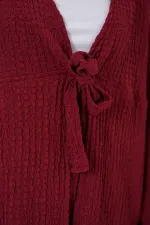 Ensemble deux pièces pour femme : chemisier et pantalon en maille, réf. 30052 - Bordeaux