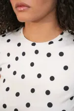 Women's White Satin Polka Dot Sleeveless Blouse HZL26S-BD1400131 Women's White Satin Polka Dot Sleeveless Blouse HZL26S-BD1400131