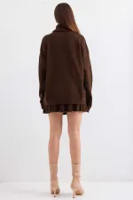Ensemble deux pièces en tricot avec jupe et pull marron pour femme HZL25W-BD1102641